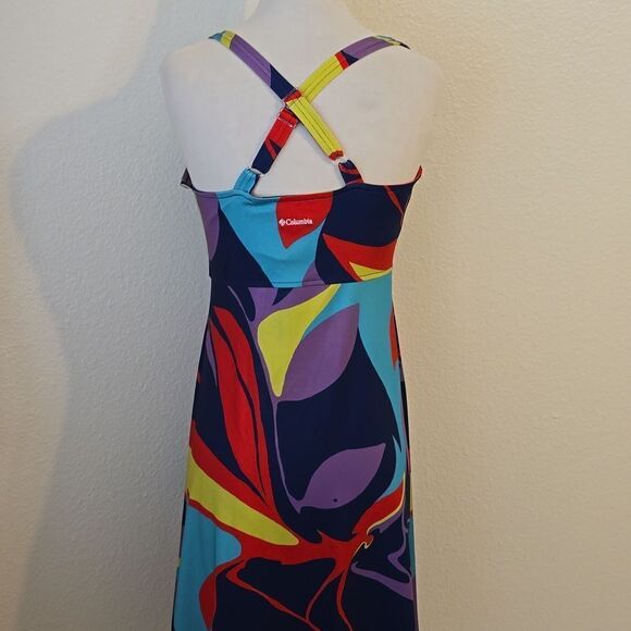 Columbia Dress Womens Medium Blue Red Yellow Sundancer Cross Back Omni Wick Hike - Picture 3 of 8